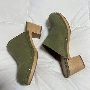 Women's Madewell The Ayanna Clog Green Suede Size 9.5.